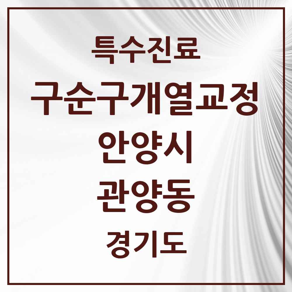 2025 경기도 안양시 관양동 구순구개열 등 치과교정 및 악정형 치료 실시기관 의원·병원 목록 1곳
