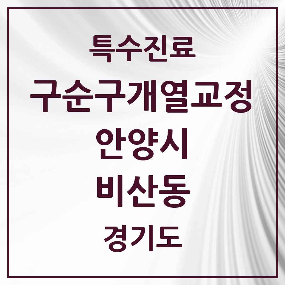 2025 경기도 안양시 비산동 구순구개열 등 치과교정 및 악정형 치료 실시기관 의원·병원 목록 2곳