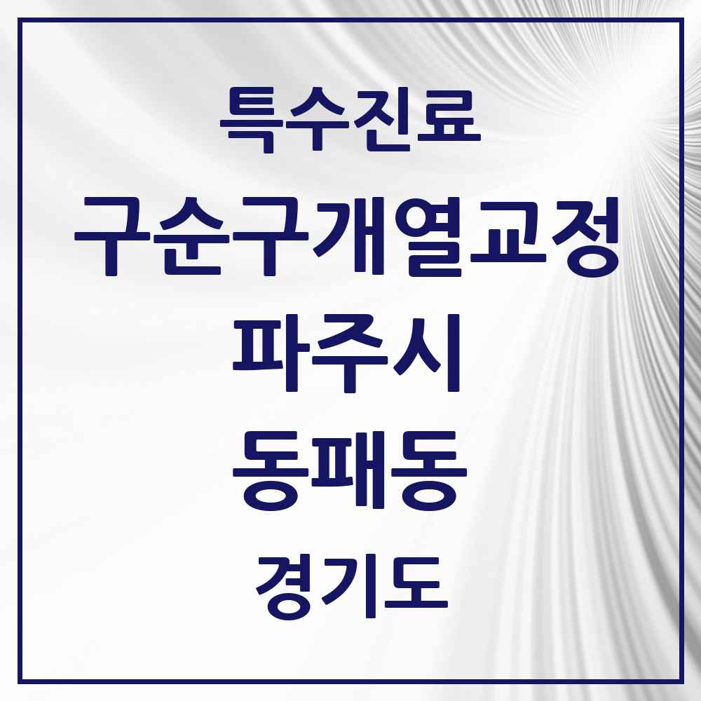 2025 경기도 파주시 동패동 구순구개열 등 치과교정 및 악정형 치료 실시기관 의원·병원 목록 1곳