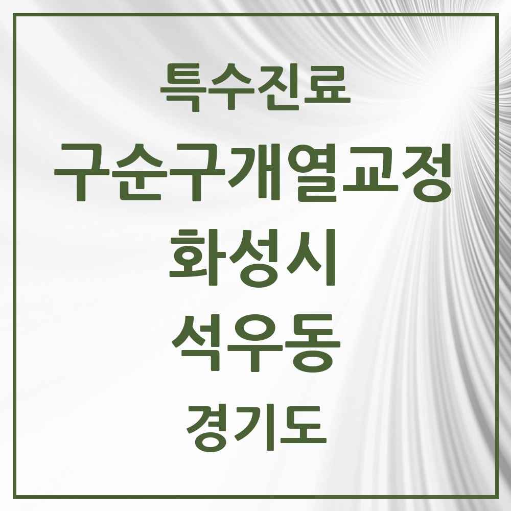 2025 경기도 화성시 석우동 구순구개열 등 치과교정 및 악정형 치료 실시기관 의원·병원 목록 1곳