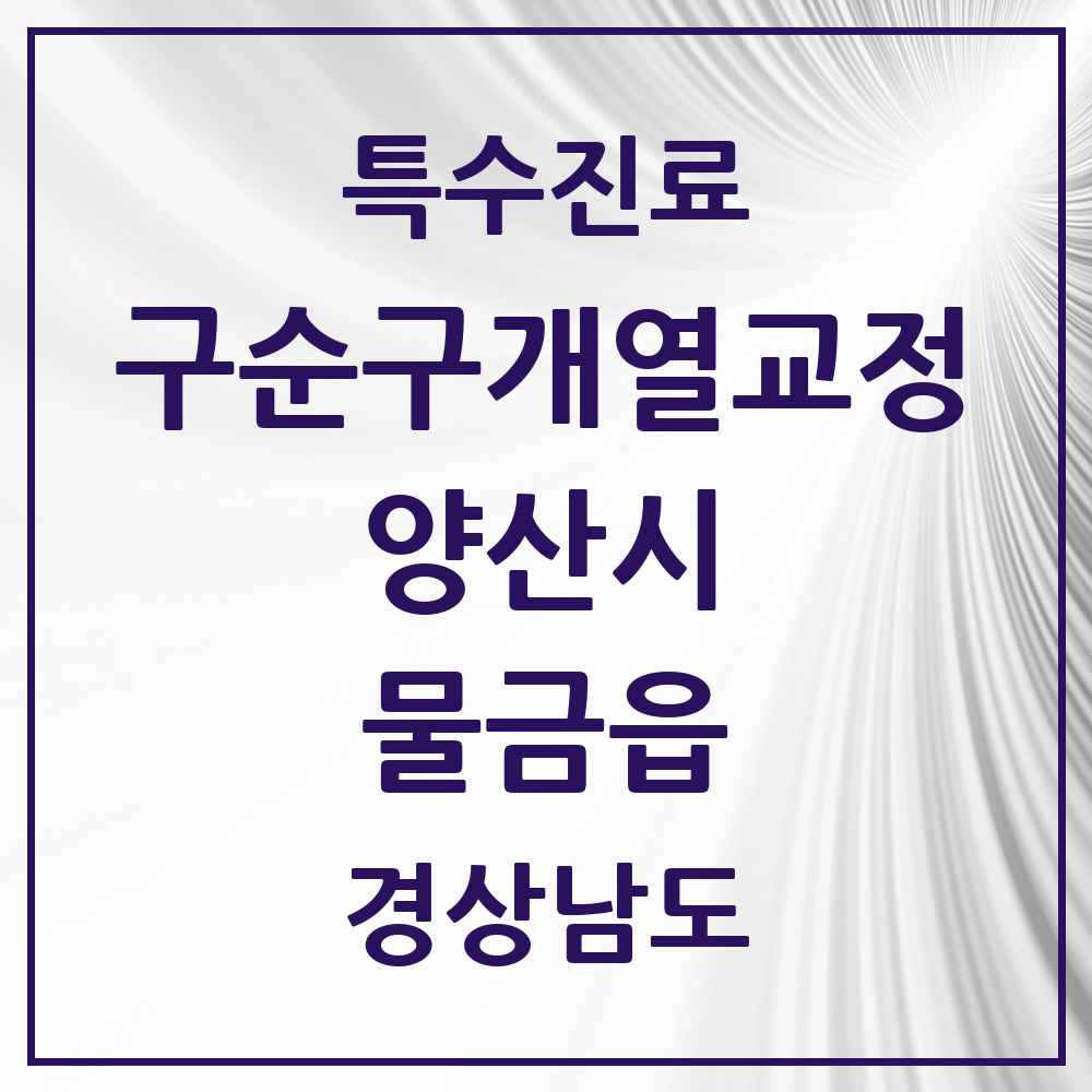2025 경상남도 양산시 물금읍 구순구개열 등 치과교정 및 악정형 치료 실시기관 의원·병원 목록 2곳