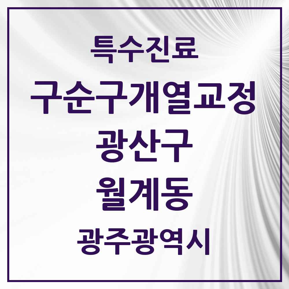 2025 광주광역시 광산구 월계동 구순구개열 등 치과교정 및 악정형 치료 실시기관 의원·병원 목록 1곳