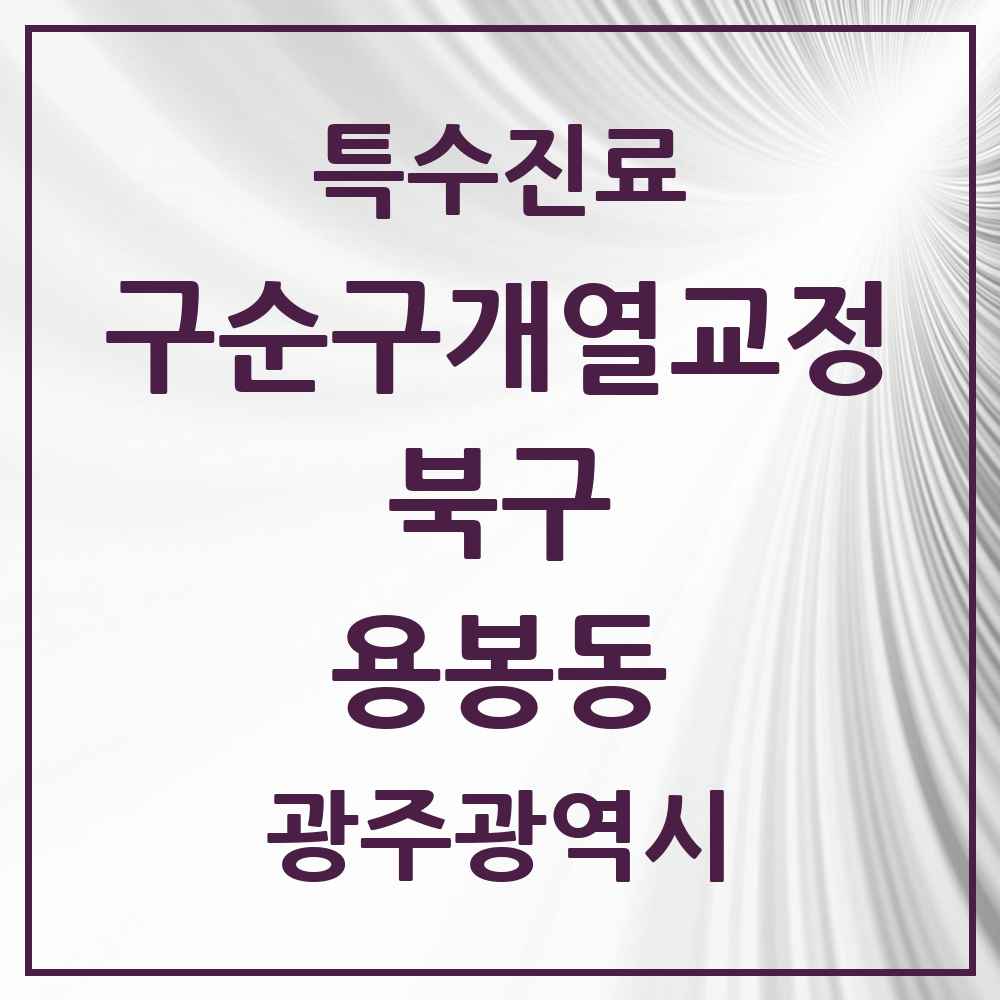 2025 광주광역시 북구 용봉동 구순구개열 등 치과교정 및 악정형 치료 실시기관 의원·병원 목록 1곳