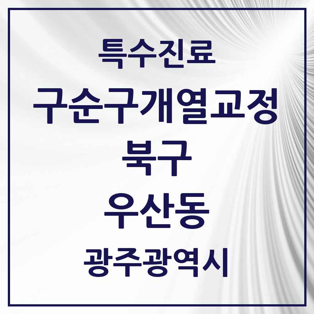 2025 광주광역시 북구 우산동 구순구개열 등 치과교정 및 악정형 치료 실시기관 의원·병원 목록 1곳