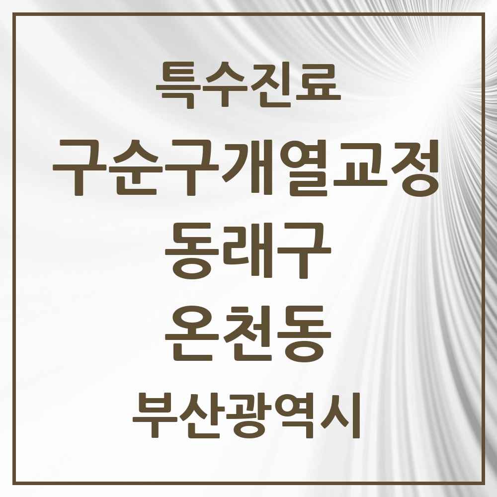 2025 부산광역시 동래구 온천동 구순구개열 등 치과교정 및 악정형 치료 실시기관 의원·병원 목록 2곳