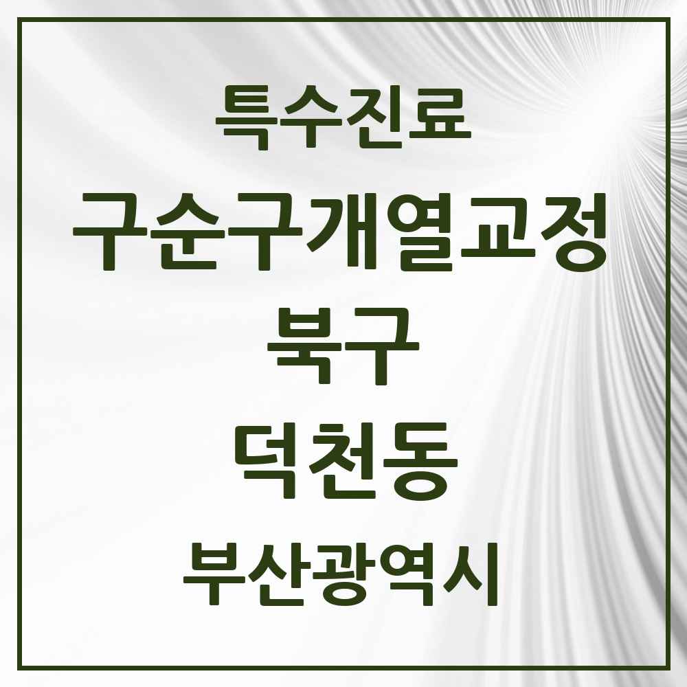 2025 부산광역시 북구 덕천동 구순구개열 등 치과교정 및 악정형 치료 실시기관 의원·병원 목록 2곳