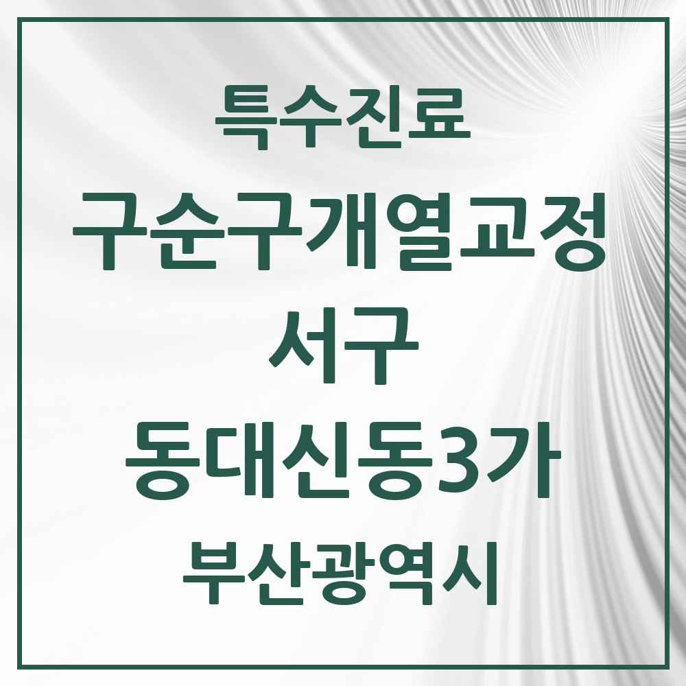 2025 부산광역시 서구 동대신동3가 구순구개열 등 치과교정 및 악정형 치료 실시기관 의원·병원 목록 1곳