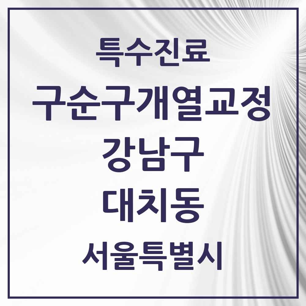 2025 서울특별시 강남구 대치동 구순구개열 등 치과교정 및 악정형 치료 실시기관 의원·병원 목록 1곳