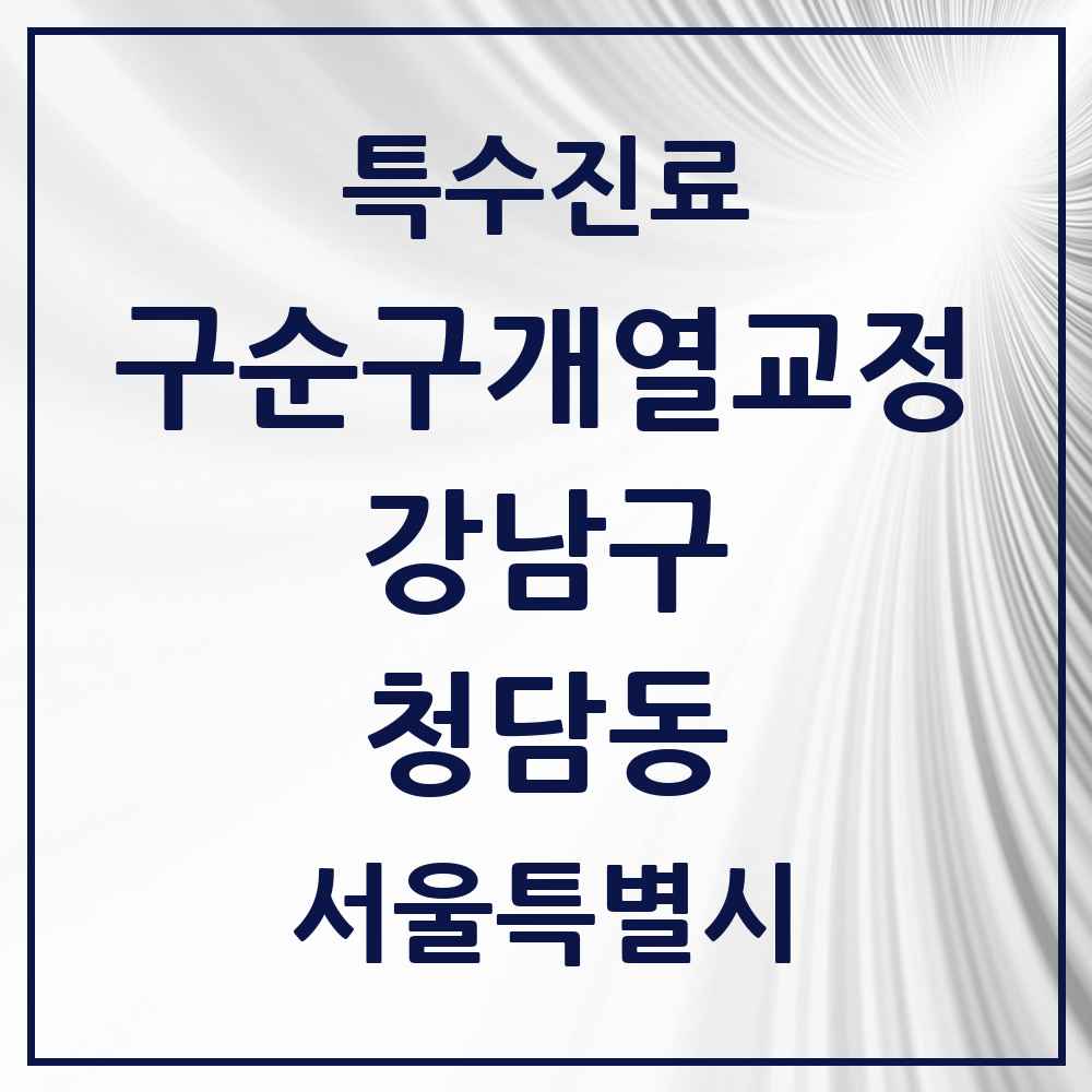 2025 서울특별시 강남구 청담동 구순구개열 등 치과교정 및 악정형 치료 실시기관 의원·병원 목록 1곳