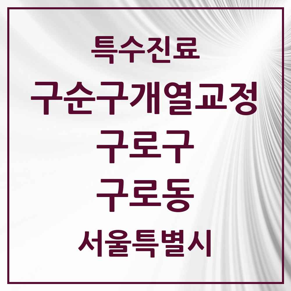 2025 서울특별시 구로구 구로동 구순구개열 등 치과교정 및 악정형 치료 실시기관 의원·병원 목록 1곳