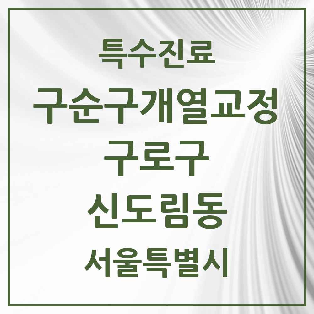 2025 서울특별시 구로구 신도림동 구순구개열 등 치과교정 및 악정형 치료 실시기관 의원·병원 목록 1곳