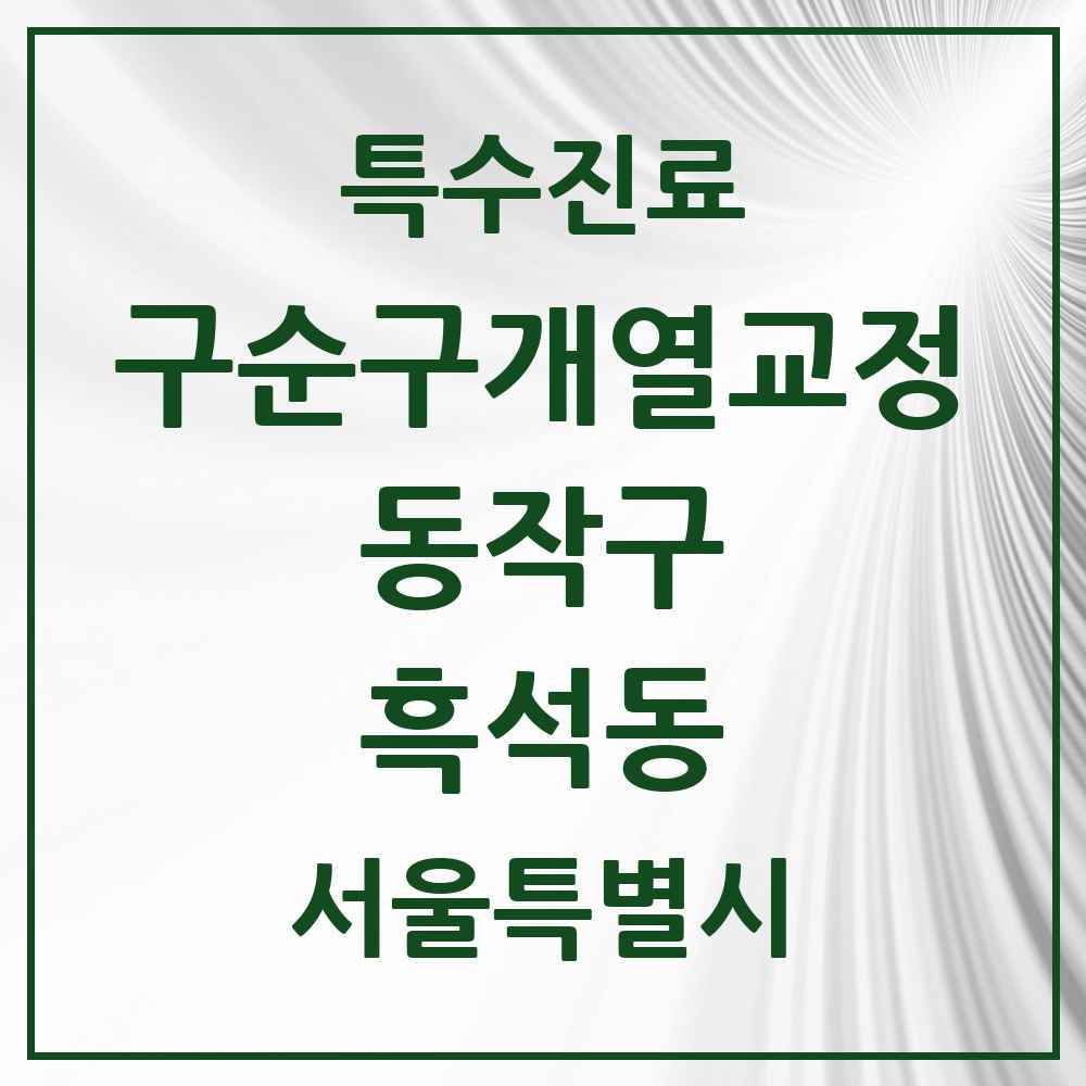 2025 서울특별시 동작구 흑석동 구순구개열 등 치과교정 및 악정형 치료 실시기관 의원·병원 목록 1곳