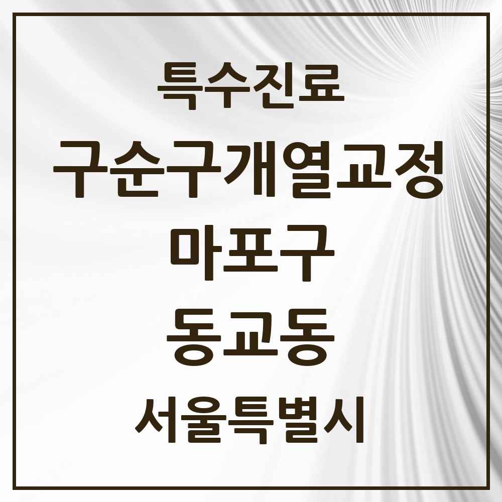 2025 서울특별시 마포구 동교동 구순구개열 등 치과교정 및 악정형 치료 실시기관 의원·병원 목록 1곳