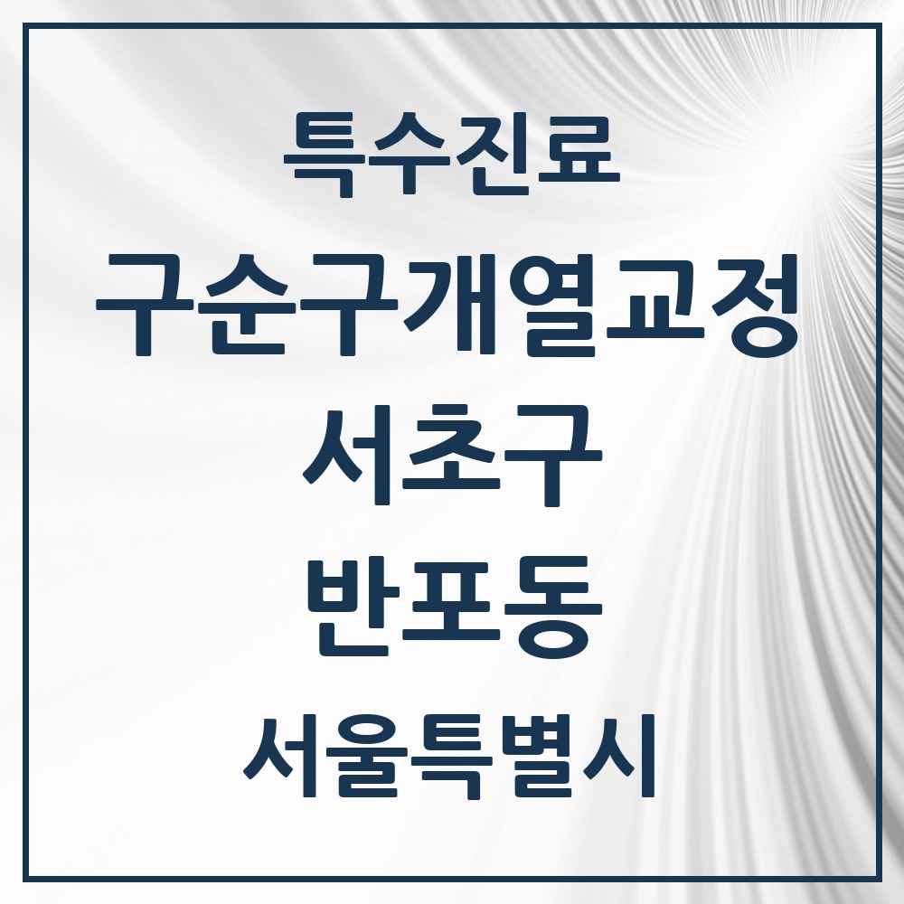 2025 서울특별시 서초구 반포동 구순구개열 등 치과교정 및 악정형 치료 실시기관 의원·병원 목록 1곳