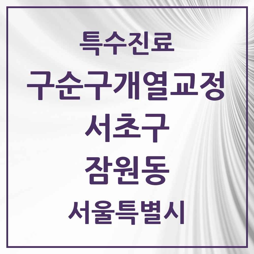2025 서울특별시 서초구 잠원동 구순구개열 등 치과교정 및 악정형 치료 실시기관 의원·병원 목록 2곳