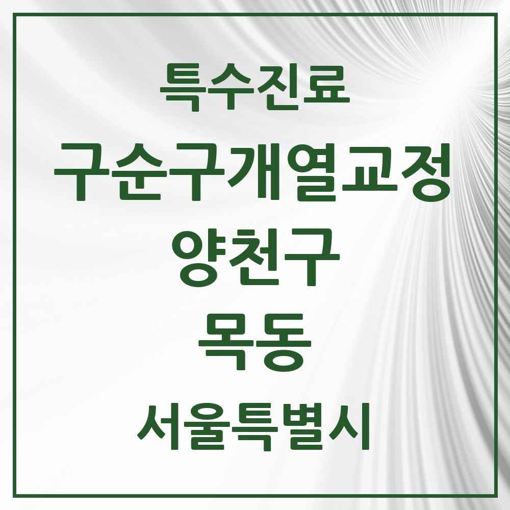 2025 서울특별시 양천구 목동 구순구개열 등 치과교정 및 악정형 치료 실시기관 의원·병원 목록 2곳