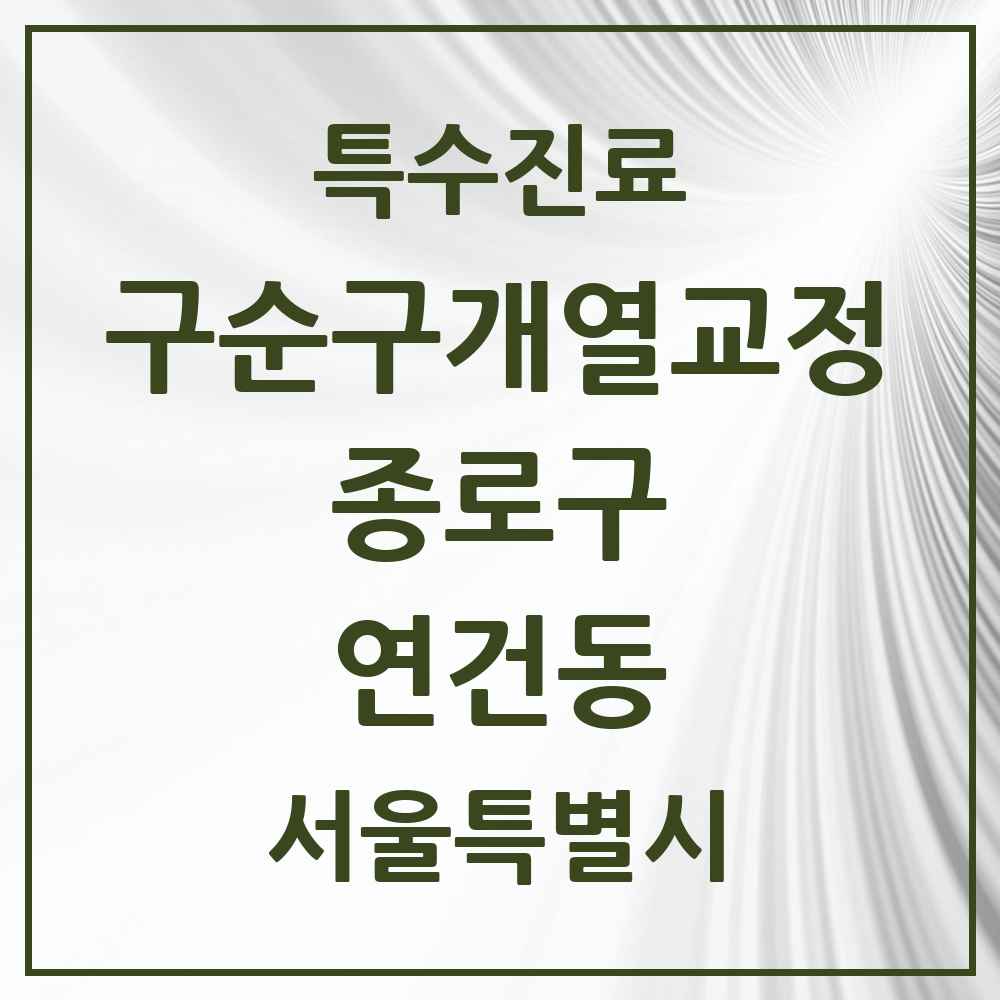 2025 서울특별시 종로구 연건동 구순구개열 등 치과교정 및 악정형 치료 실시기관 의원·병원 목록 1곳