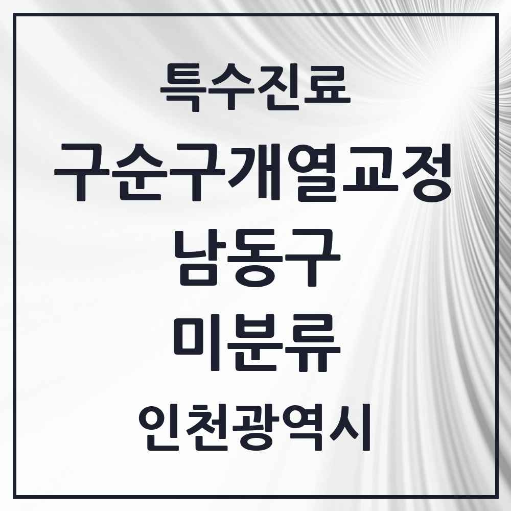 2025 인천광역시 남동구 미분류 구순구개열 등 치과교정 및 악정형 치료 실시기관 의원·병원 목록 1곳