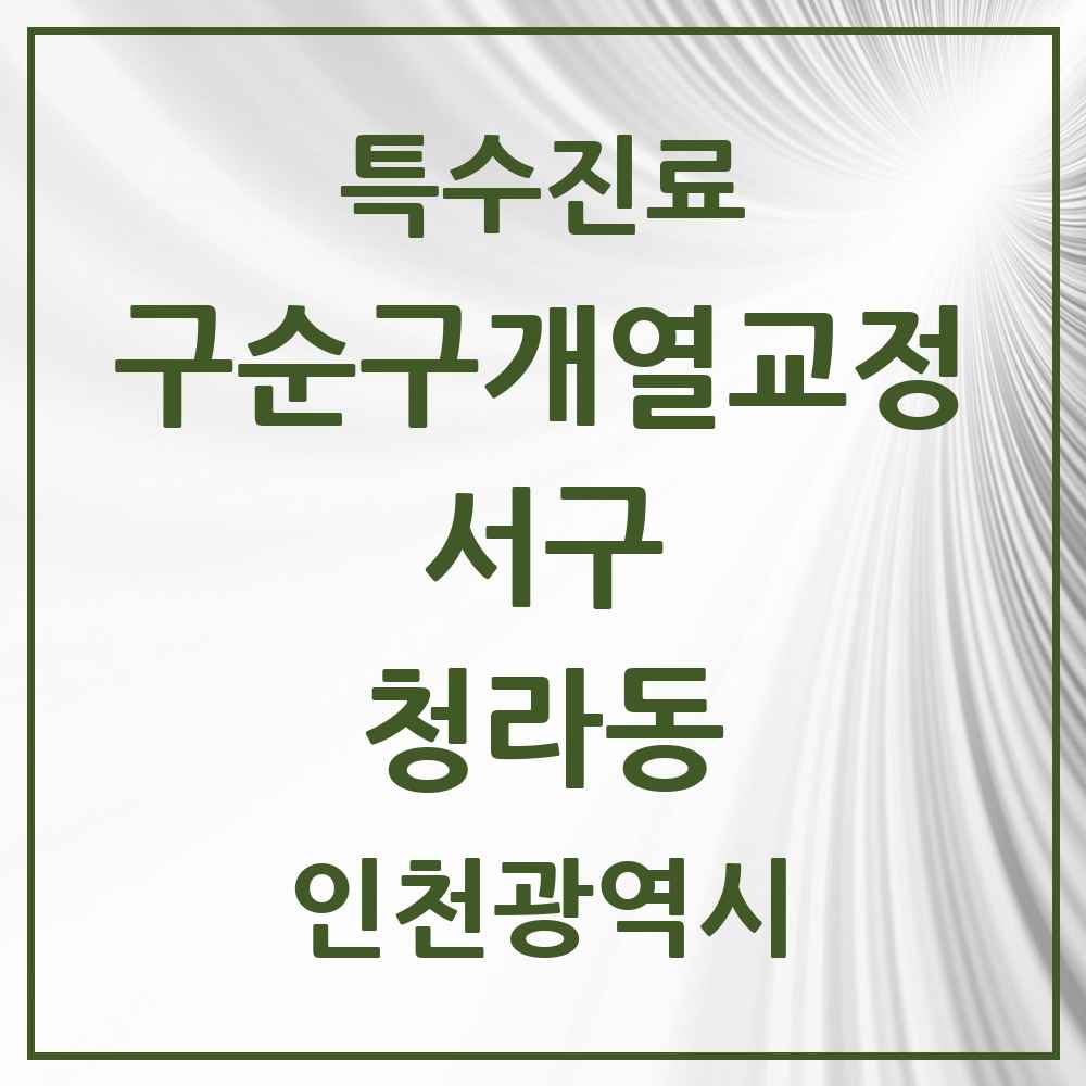 2025 인천광역시 서구 청라동 구순구개열 등 치과교정 및 악정형 치료 실시기관 의원·병원 목록 1곳