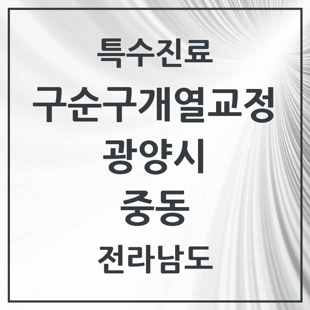 2025 전라남도 광양시 중동 구순구개열 등 치과교정 및 악정형 치료 실시기관 의원·병원 목록 1곳