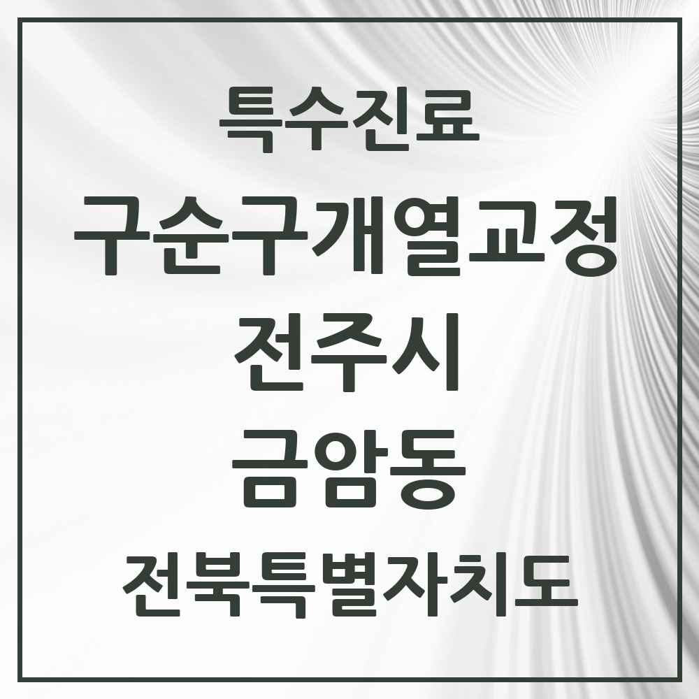 2025 전북특별자치도 전주시 금암동 구순구개열 등 치과교정 및 악정형 치료 실시기관 의원·병원 목록 1곳
