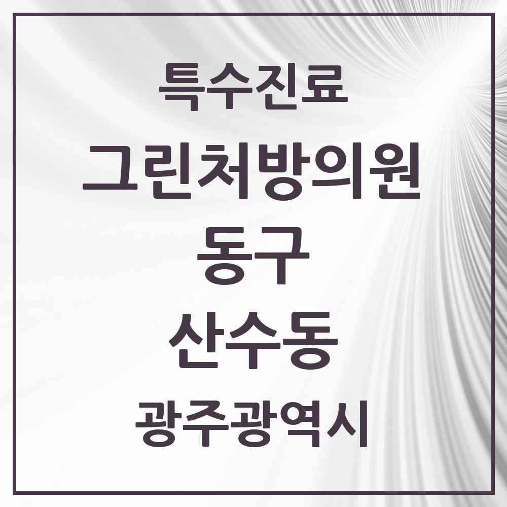 2025 광주광역시 동구 산수동 그린처방의원 의원·병원 목록 2곳