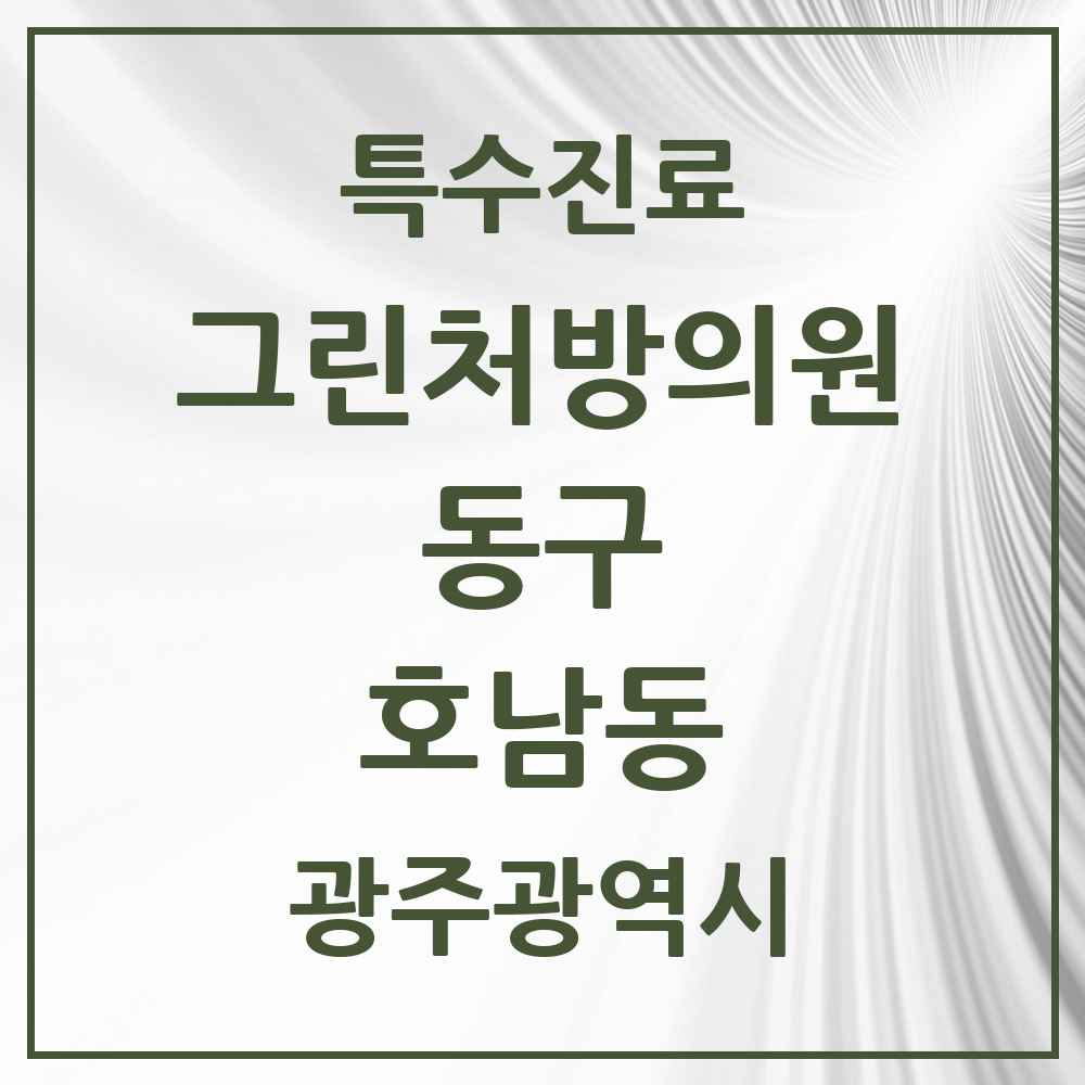 2025 광주광역시 동구 호남동 그린처방의원 의원·병원 목록 1곳