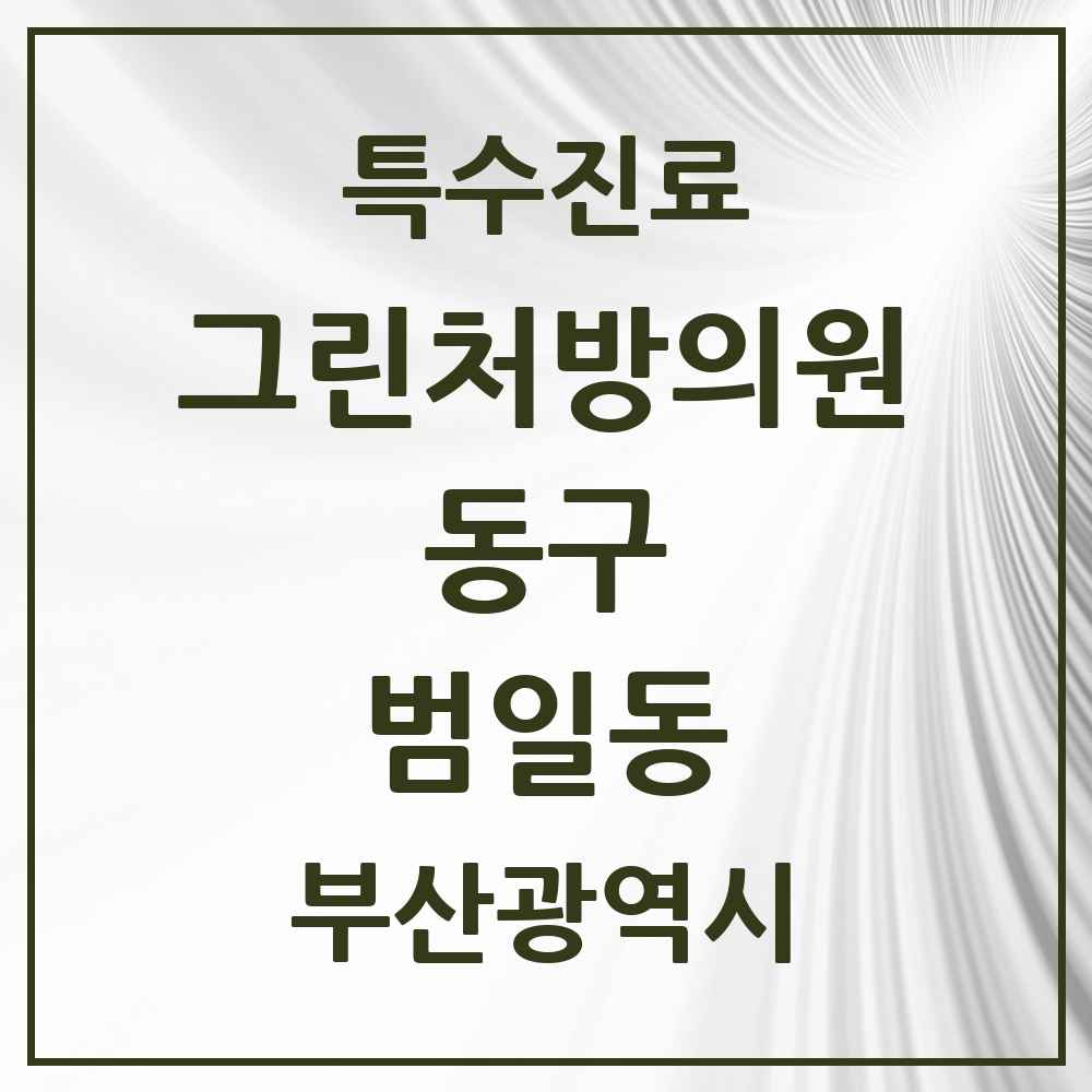 2025 부산광역시 동구 범일동 그린처방의원 의원·병원 목록 2곳