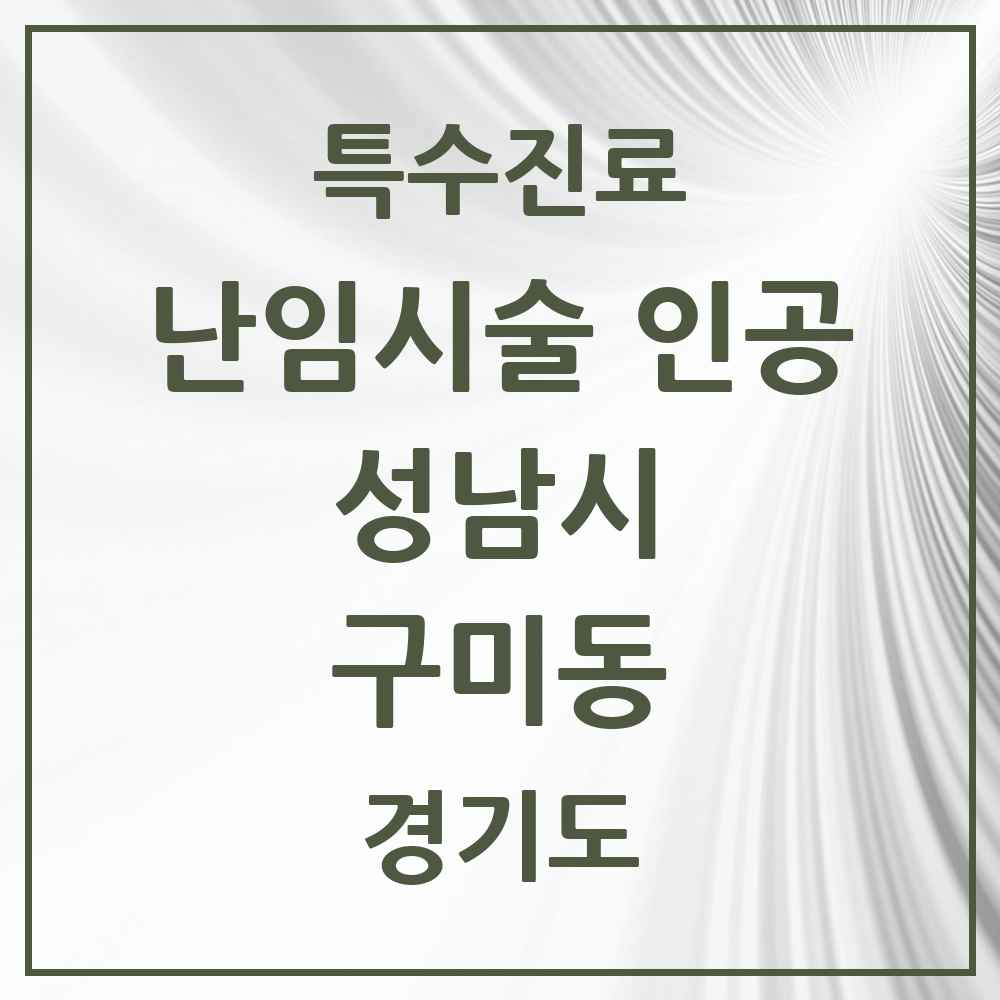 2025 경기도 성남시 구미동 난임시술 인공 의원·병원 목록 1곳