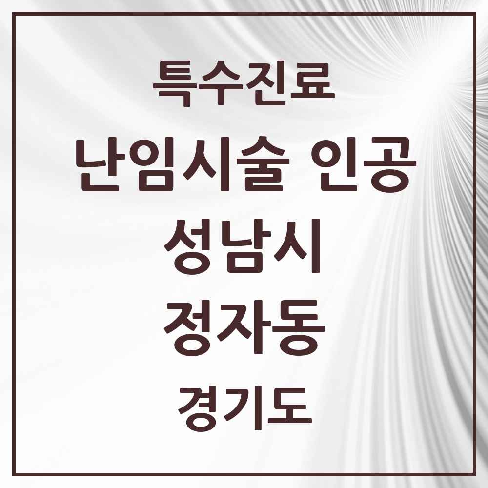 2025 경기도 성남시 정자동 난임시술 인공 의원·병원 목록 1곳