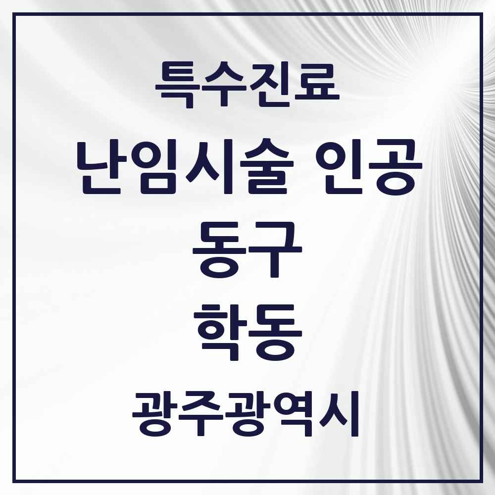 2025 광주광역시 동구 학동 난임시술 인공 의원·병원 목록 1곳