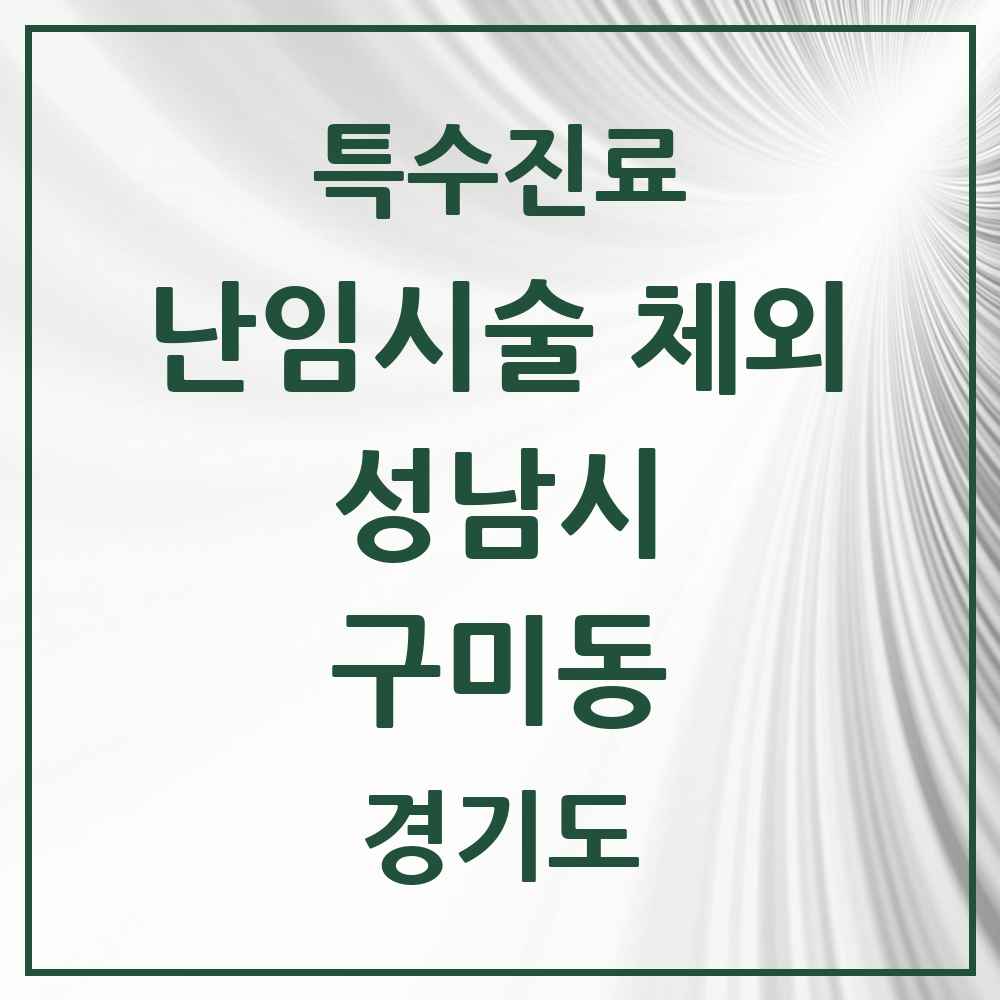 2025 경기도 성남시 구미동 난임시술 체외 의원·병원 목록 1곳