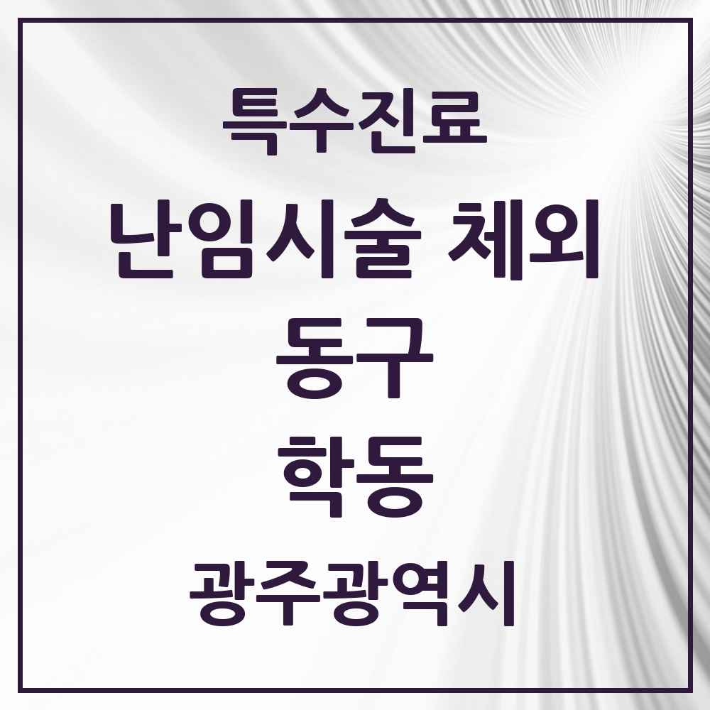 2025 광주광역시 동구 학동 난임시술 체외 의원·병원 목록 1곳