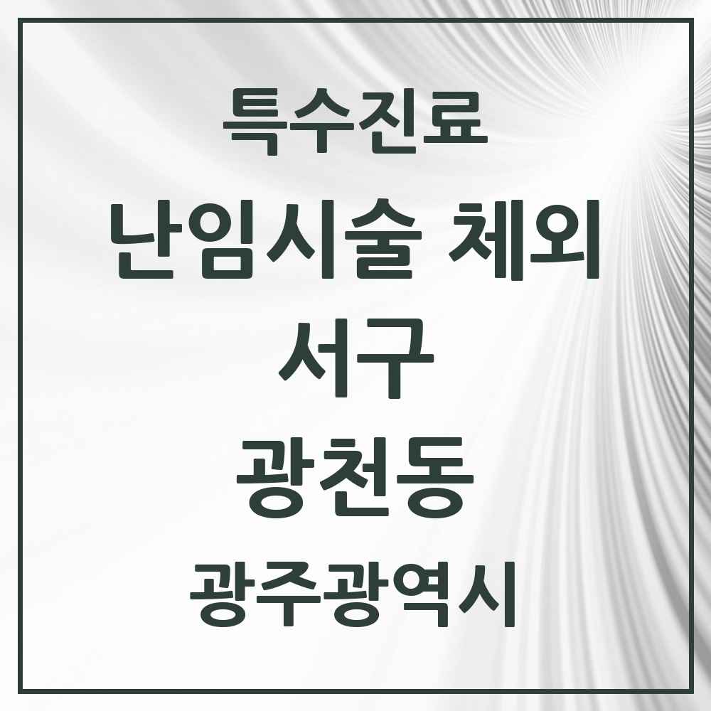 2025 광주광역시 서구 광천동 난임시술 체외 의원·병원 목록 1곳