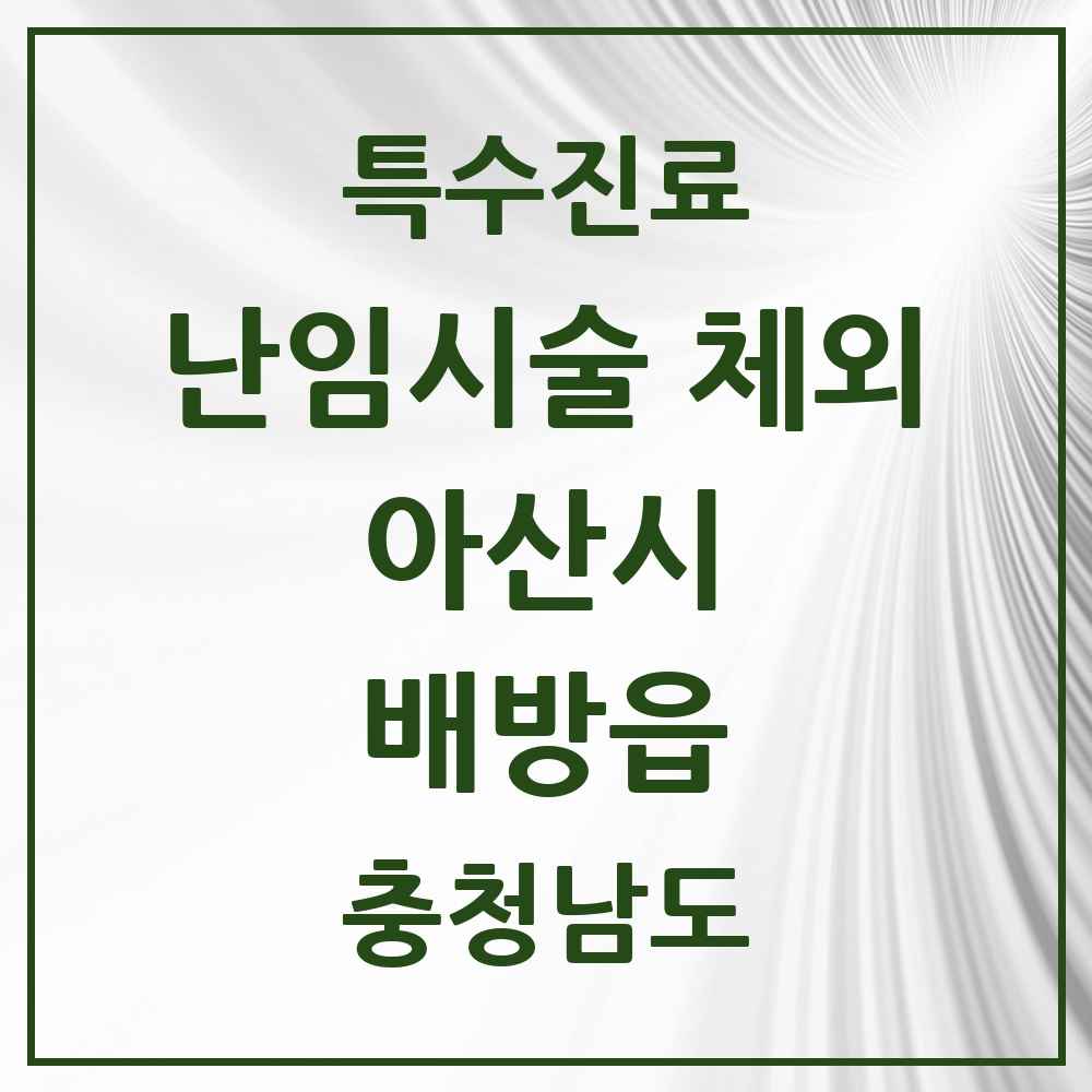 2025 충청남도 아산시 배방읍 난임시술 체외 의원·병원 목록 1곳