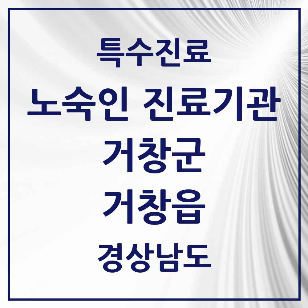 2025 경상남도 거창군 거창읍 노숙인 진료기관 의원·병원 목록 1곳