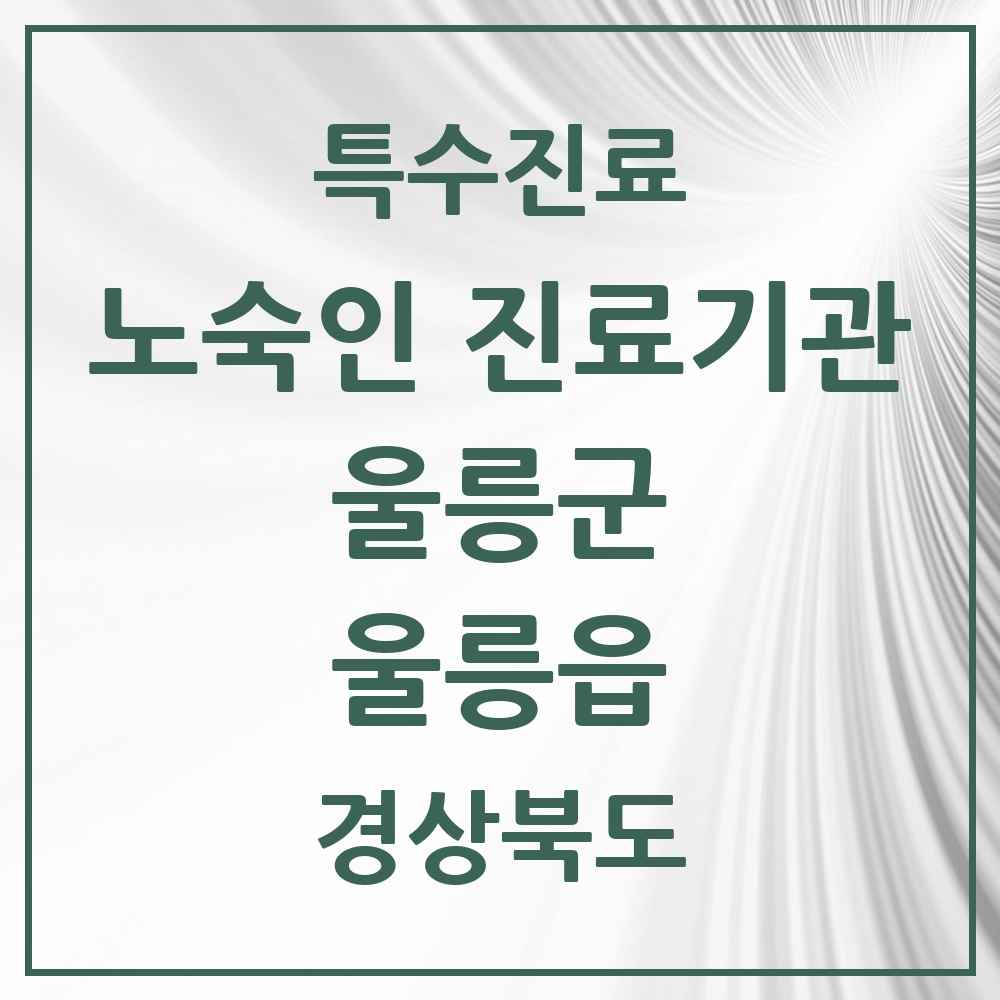 2025 경상북도 울릉군 울릉읍 노숙인 진료기관 의원·병원 목록 1곳