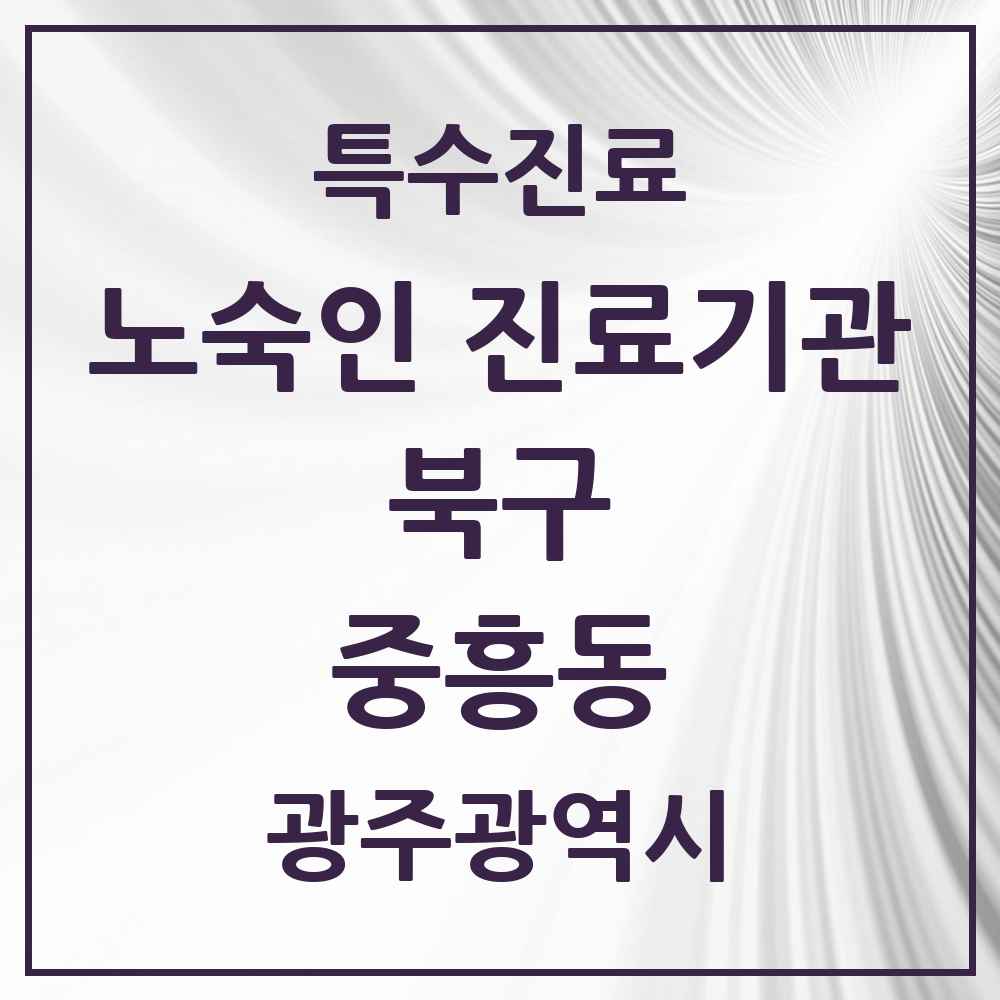 2025 광주광역시 북구 중흥동 노숙인 진료기관 의원·병원 목록 1곳
