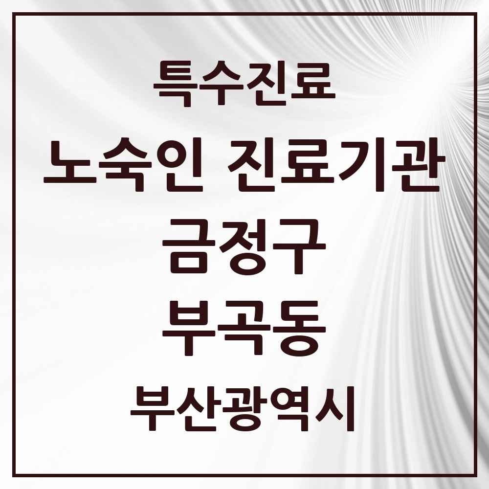 2025 부산광역시 금정구 부곡동 노숙인 진료기관 의원·병원 목록 1곳