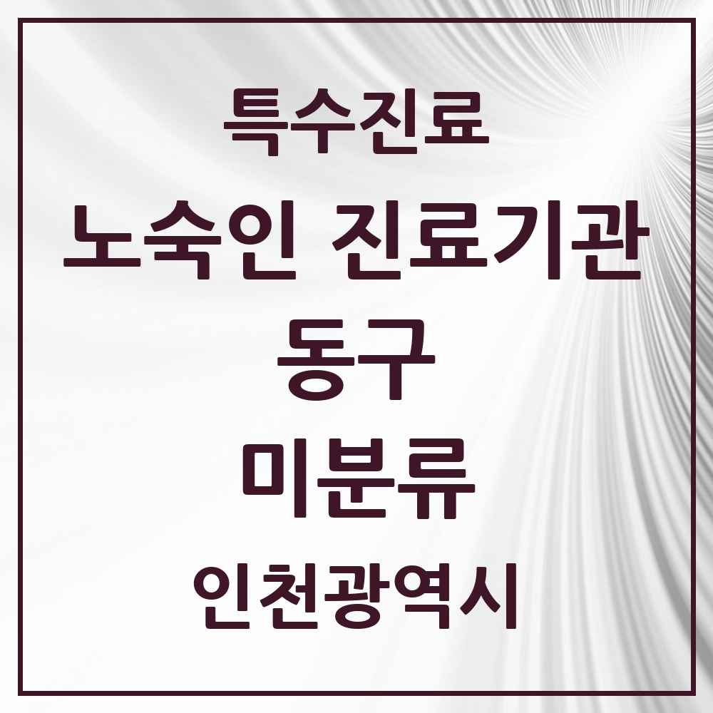 2025 인천광역시 동구 미분류 노숙인 진료기관 의원·병원 목록 1곳