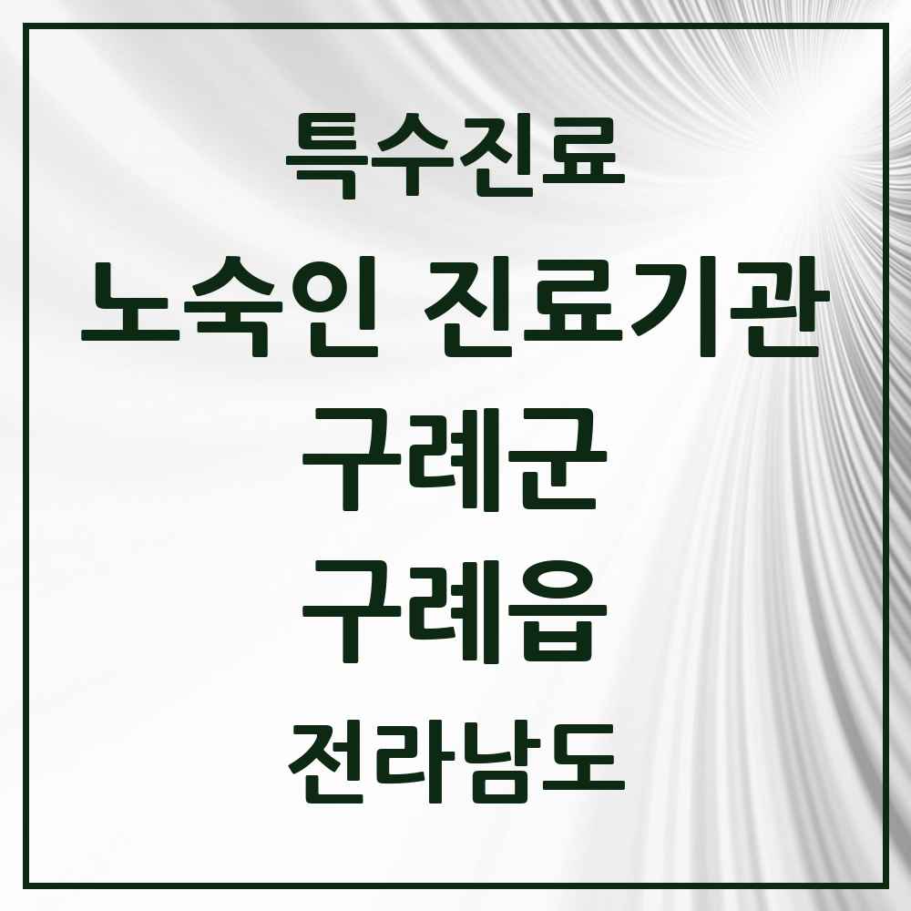2025 전라남도 구례군 구례읍 노숙인 진료기관 의원·병원 목록 1곳