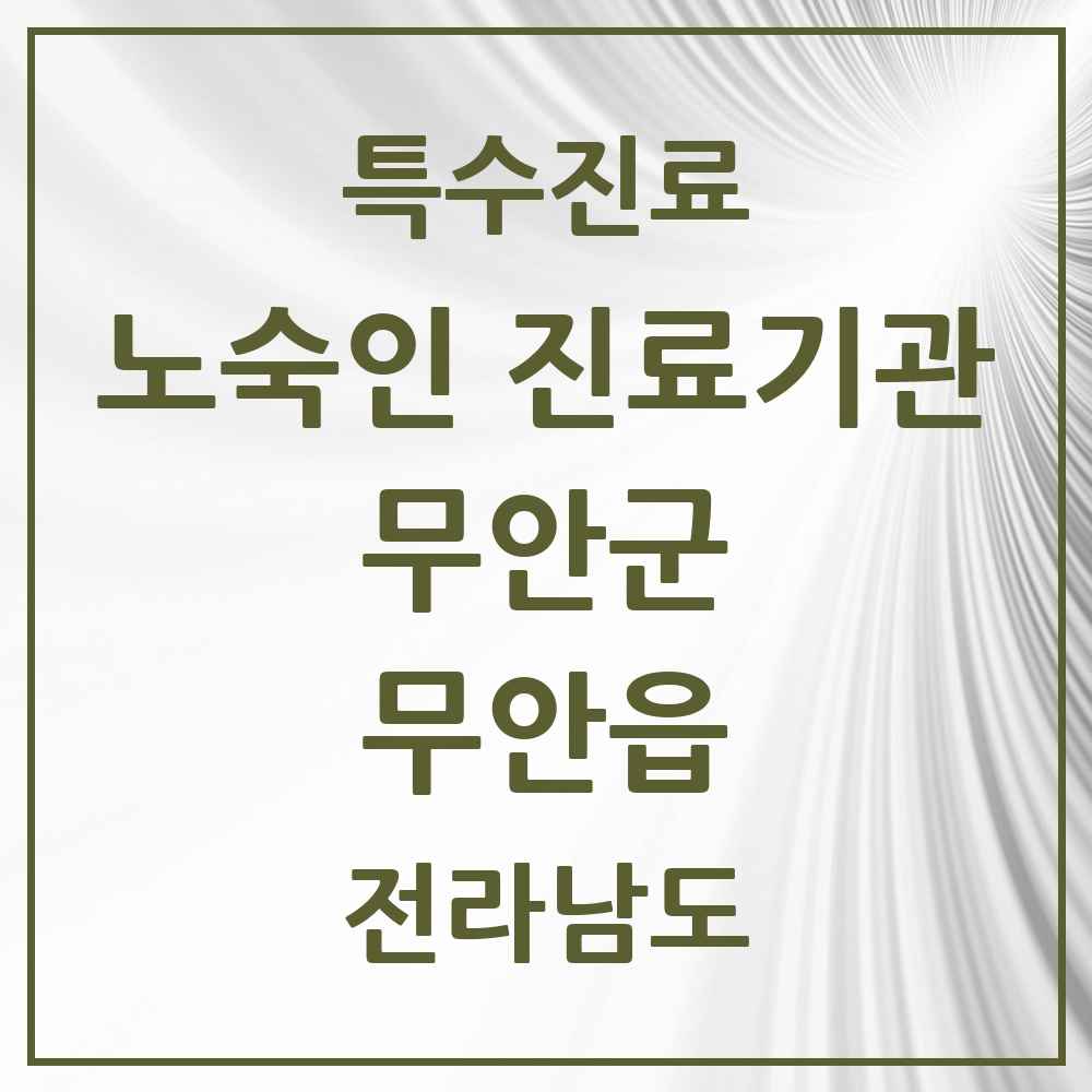 2025 전라남도 무안군 무안읍 노숙인 진료기관 의원·병원 목록 1곳
