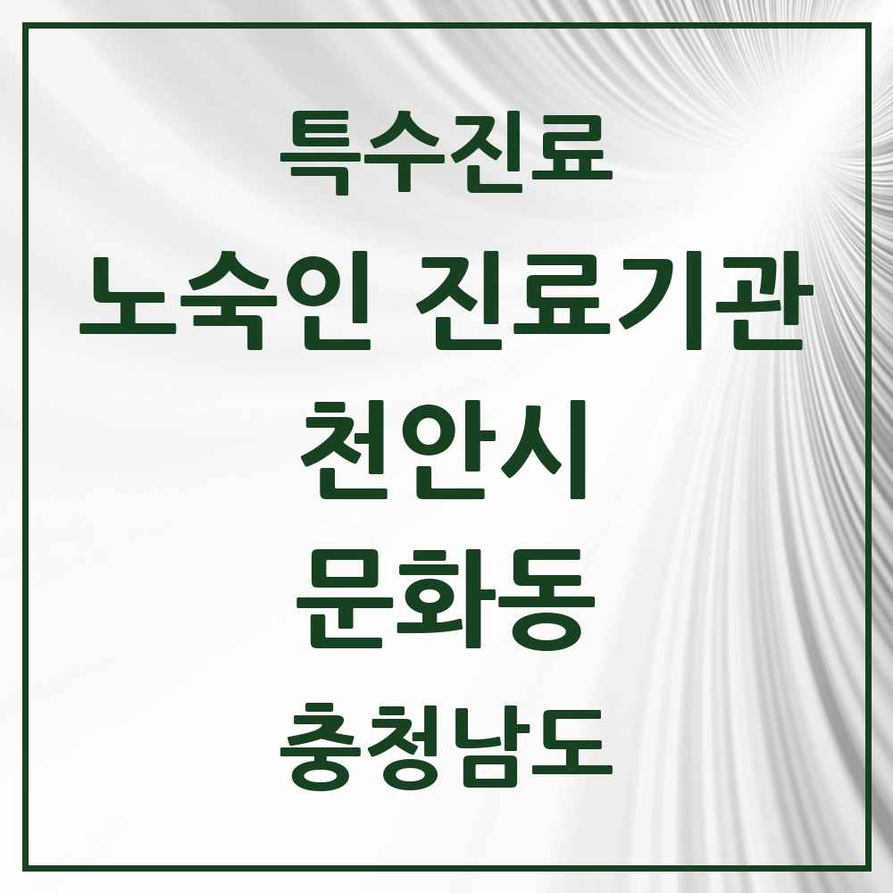 2025 충청남도 천안시 문화동 노숙인 진료기관 의원·병원 목록 1곳