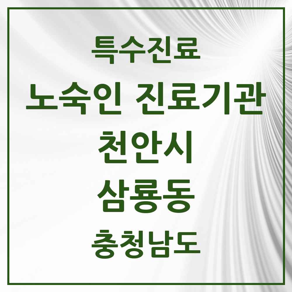 2025 충청남도 천안시 삼룡동 노숙인 진료기관 의원·병원 목록 1곳