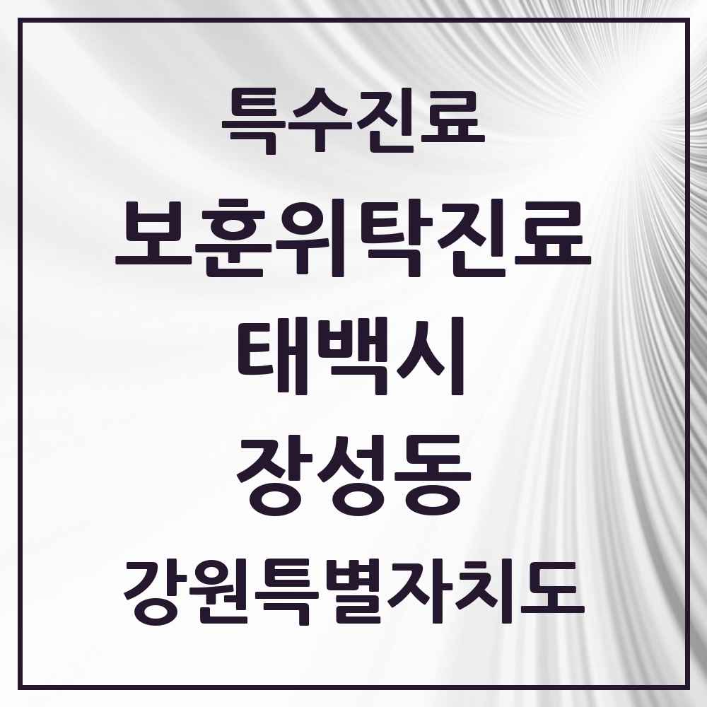 2025 강원특별자치도 태백시 장성동 보훈위탁진료 요양기관 의원·병원 목록 1곳