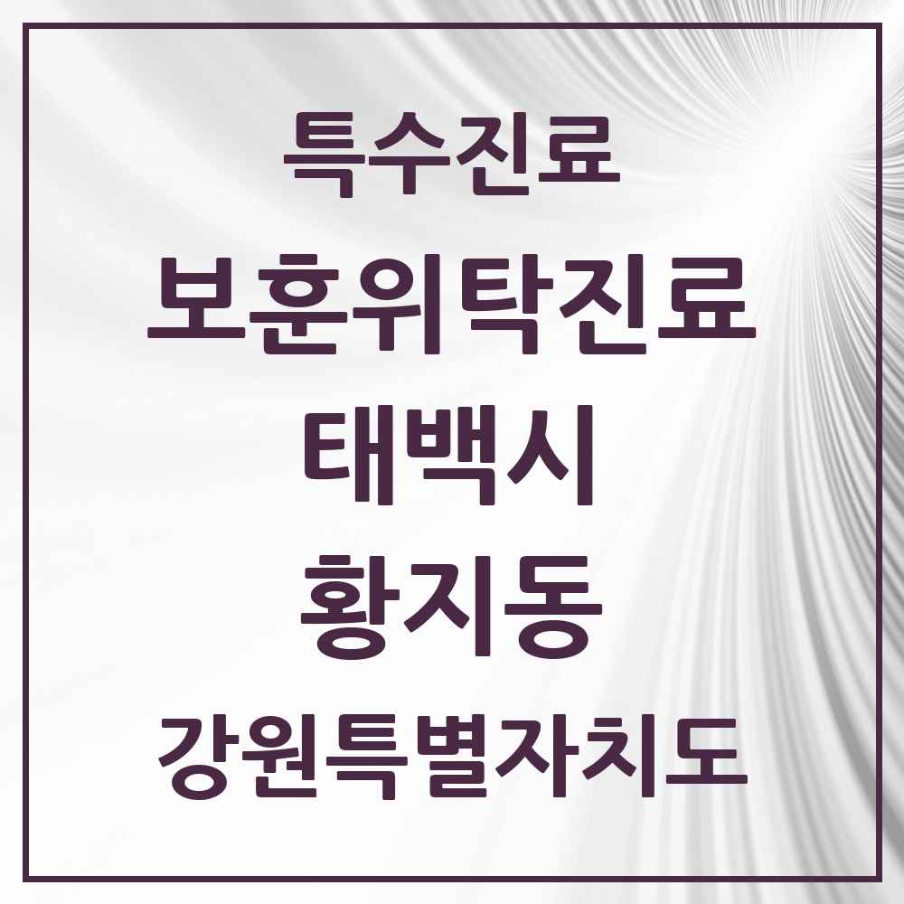 2025 강원특별자치도 태백시 황지동 보훈위탁진료 요양기관 의원·병원 목록 2곳