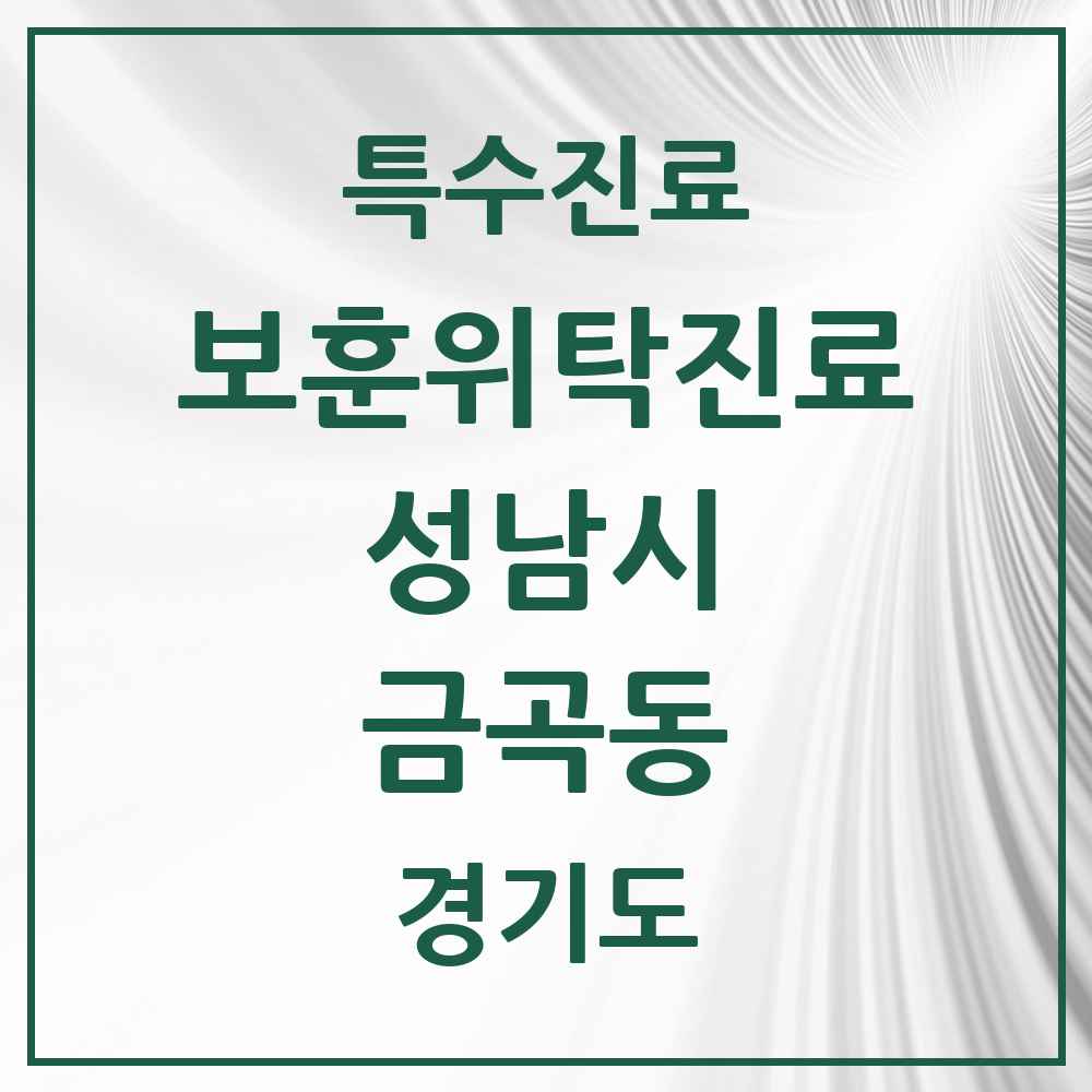 2025 경기도 성남시 금곡동 보훈위탁진료 요양기관 의원·병원 목록 1곳