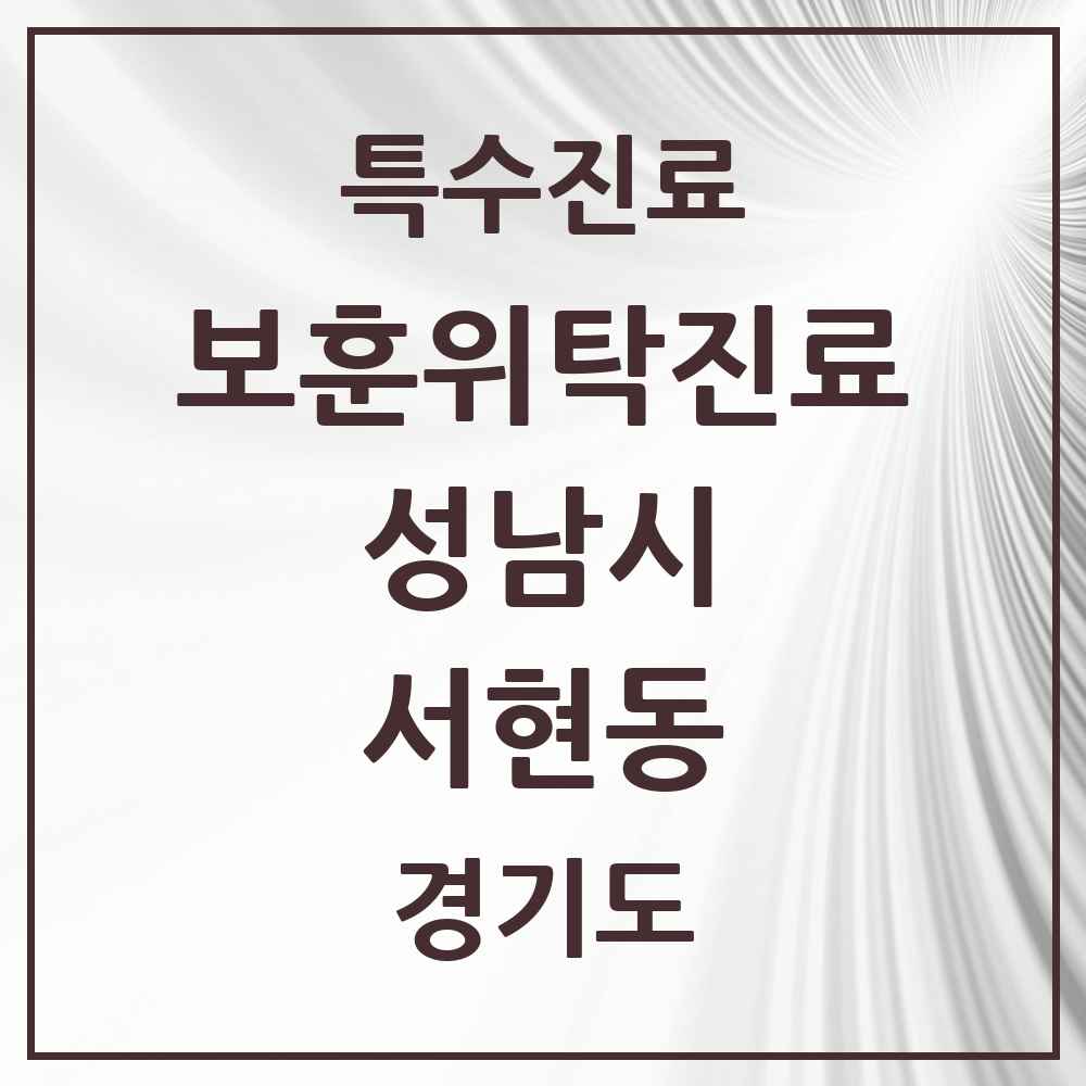 2025 경기도 성남시 서현동 보훈위탁진료 요양기관 의원·병원 목록 2곳