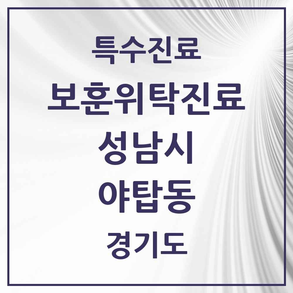 2025 경기도 성남시 야탑동 보훈위탁진료 요양기관 의원·병원 목록 1곳