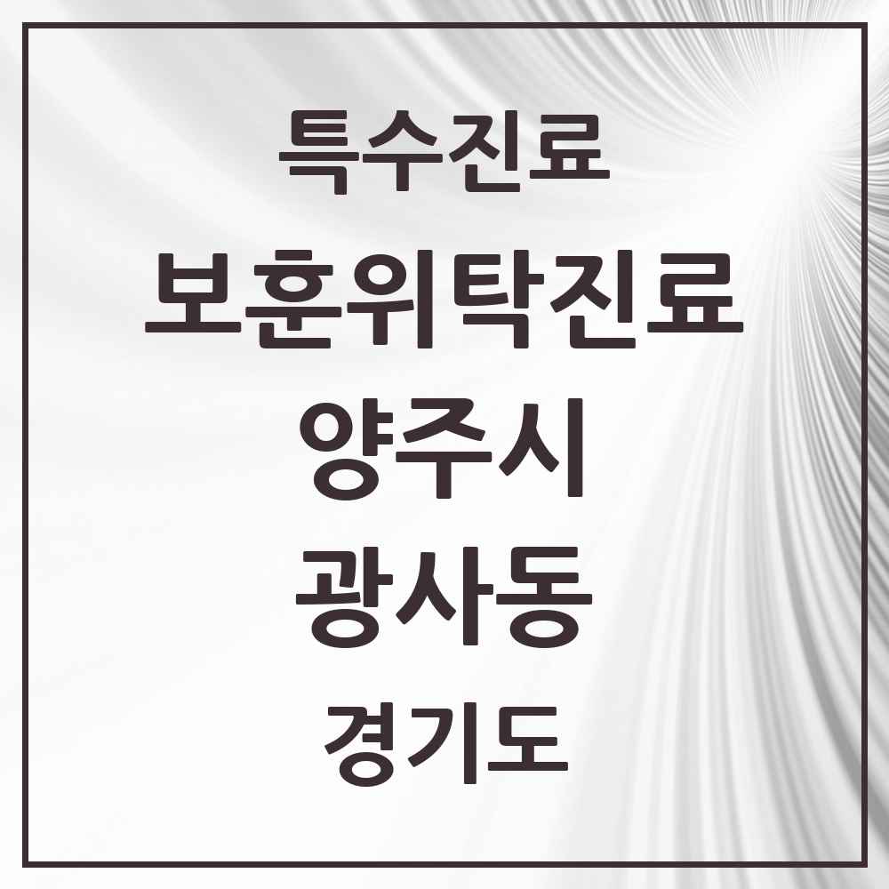 2025 경기도 양주시 광사동 보훈위탁진료 요양기관 의원·병원 목록 2곳